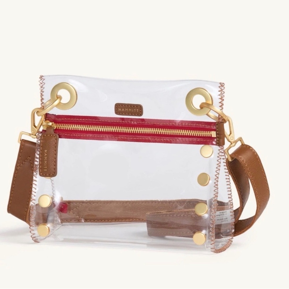 Hammitt Clear and Brown Crossbody Bag with Gold Accents